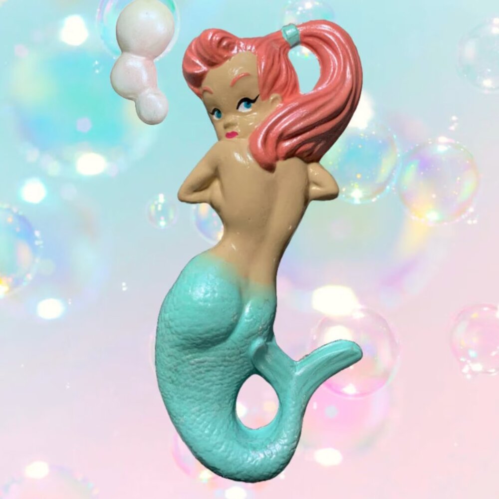 Cheeky Chalkware Mermaid with BUBBLES